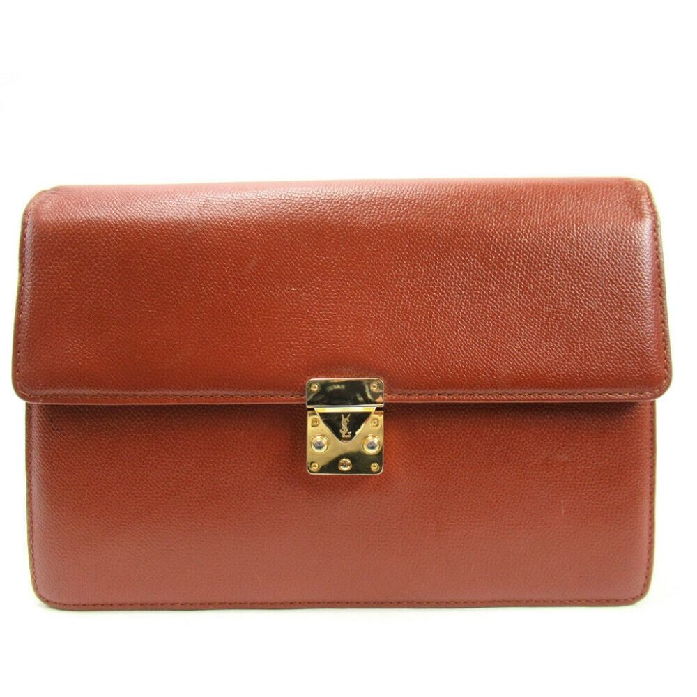 Authentic SAINT LAURENT clutch bag leather Auth used